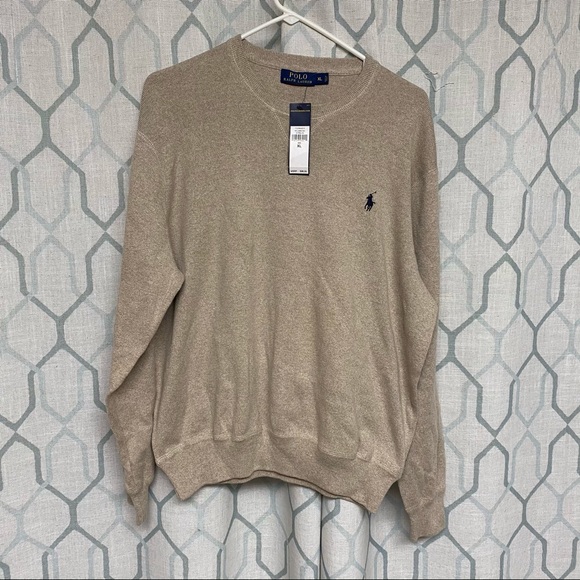 Men’s Polo Sweater Size XL NWT Oatmeal - Picture 1 of 6